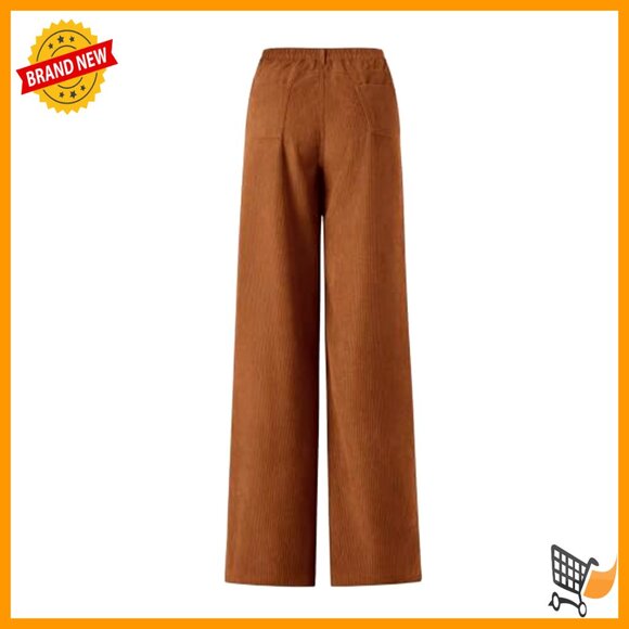 High Waisted Wide Leg Corduroy Pants Elastic Waist Casual Trousers - Picture 6 of 6